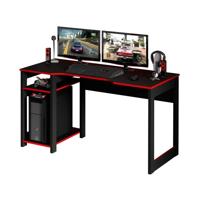 Mesa Para Computador Notebook Gamer Me4152 Preto/vermelho - Não Informado - Móveis