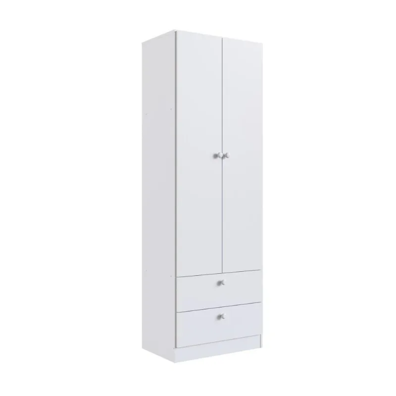 Guarda Roupa Infantil 2 Portas 2 Gavetas Aconchego LA008 Branco - Completa Móveis