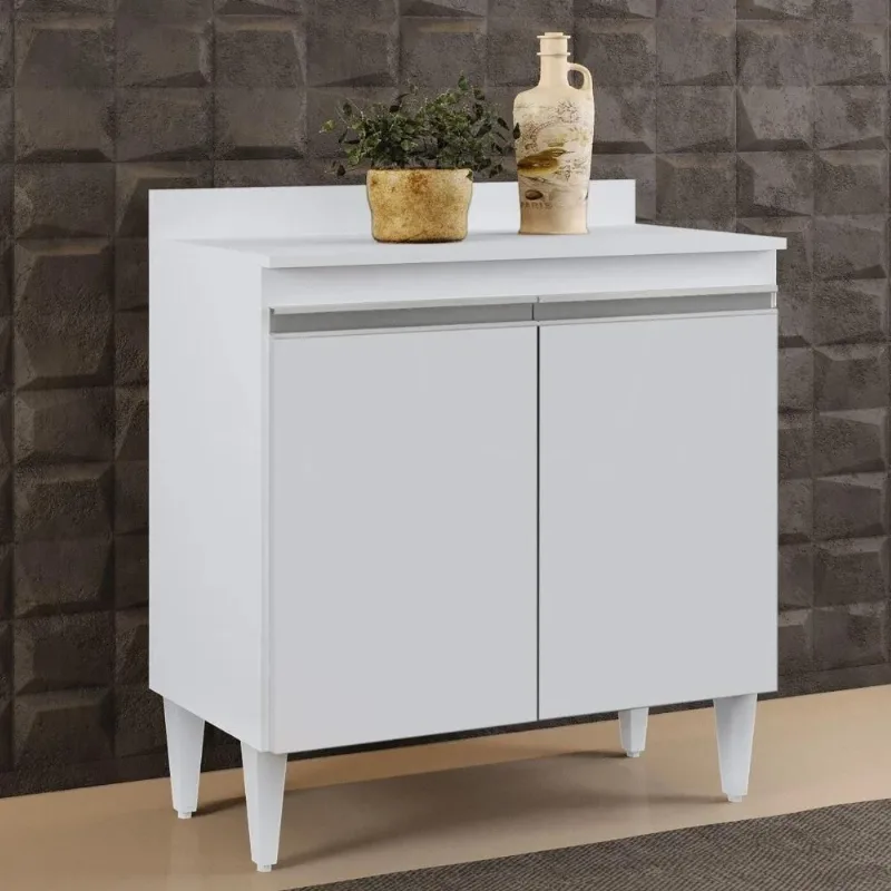 Balcão Gabinete 80cm 2 Portas Hawai Branco - Lumil Móveis