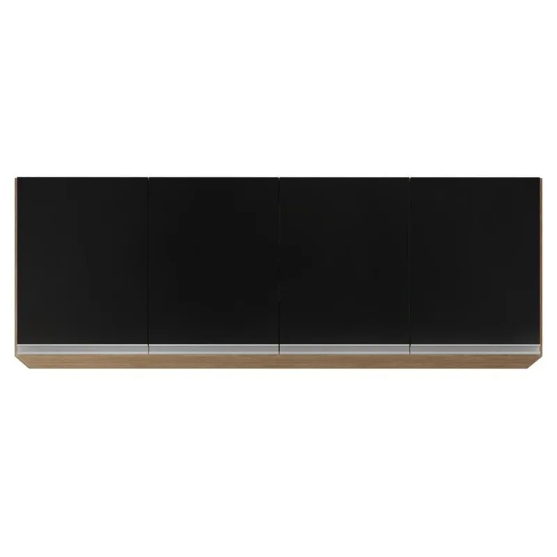 Armário Aéreo 160cm 4 Portas Nevada Castanho/preto - Lumil Móveis - OUTRAS - Agro