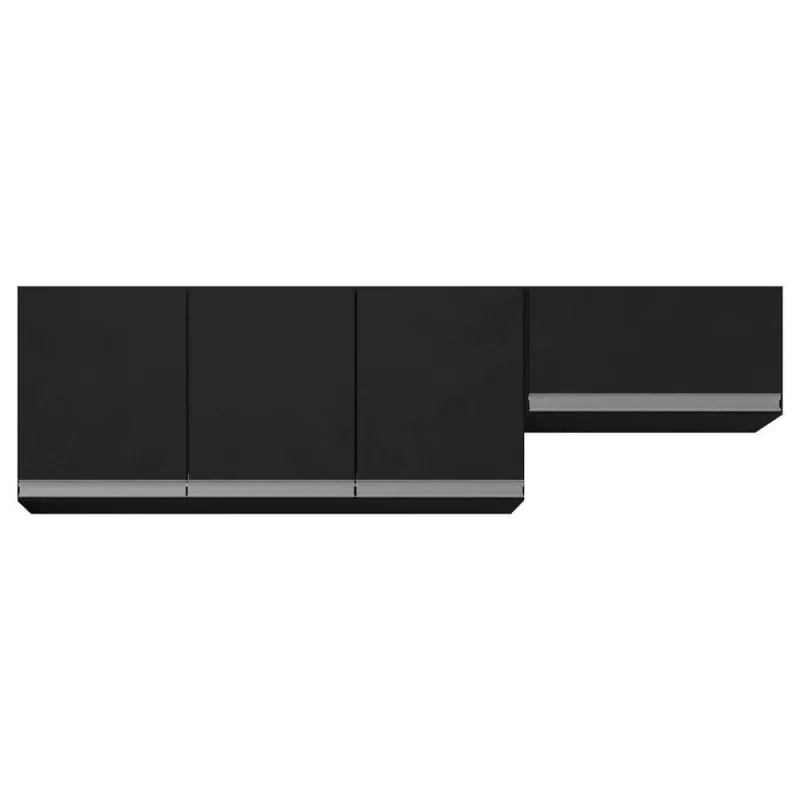 Conjunto De Armários Aéreo Lux 120cm E 60cm 100% Mdf Preto - OUTRAS - Móveis