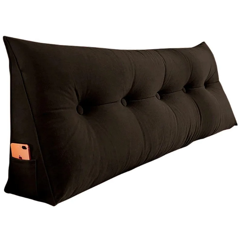 Almofada Para Cabeceira Encosto Apoio Lombar Spot 160cm Com Porta Celular Suede - Abmaza Cor Marrom