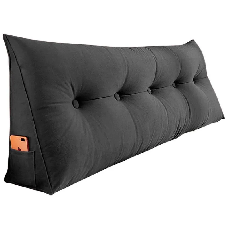 Almofada Para Cabeceira Encosto Apoio Lombar Spot 195cm Com Porta Celular Suede - Abmaza Cor Cinza