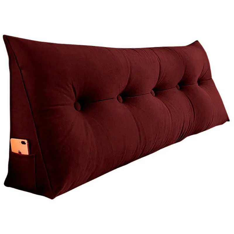 Almofada Para Cabeceira Encosto Apoio Lombar Spot 90cm Com Porta Celular Suede - Abmaza Cor Vermelho Escuro