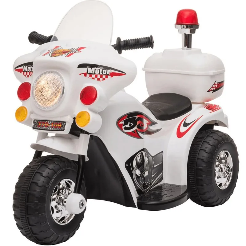 Moto Eletrica Infantil Importway Motorcycle Policia 6V Branco