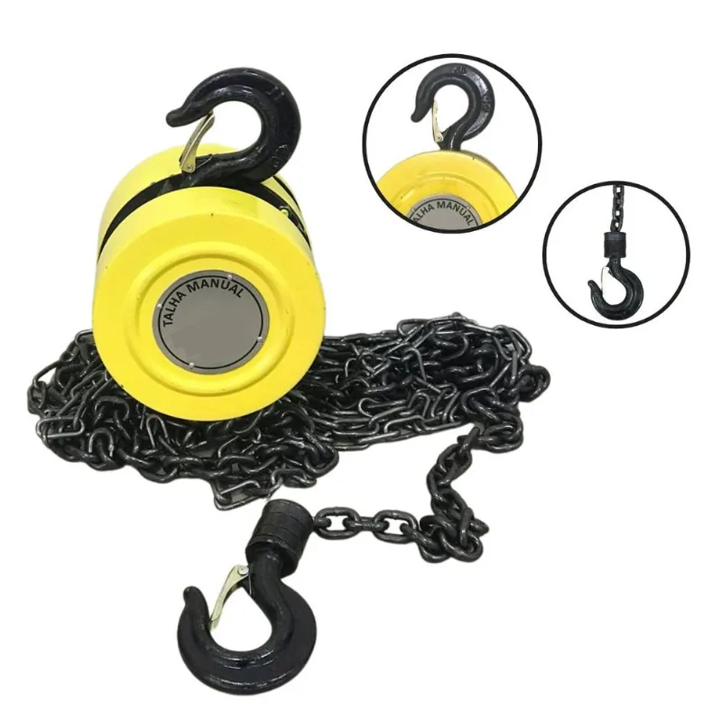 Talha Manual 1 Tonelada 1000 kg com Corrente 5 Metros Elevação Importway Iwtm-1T5m