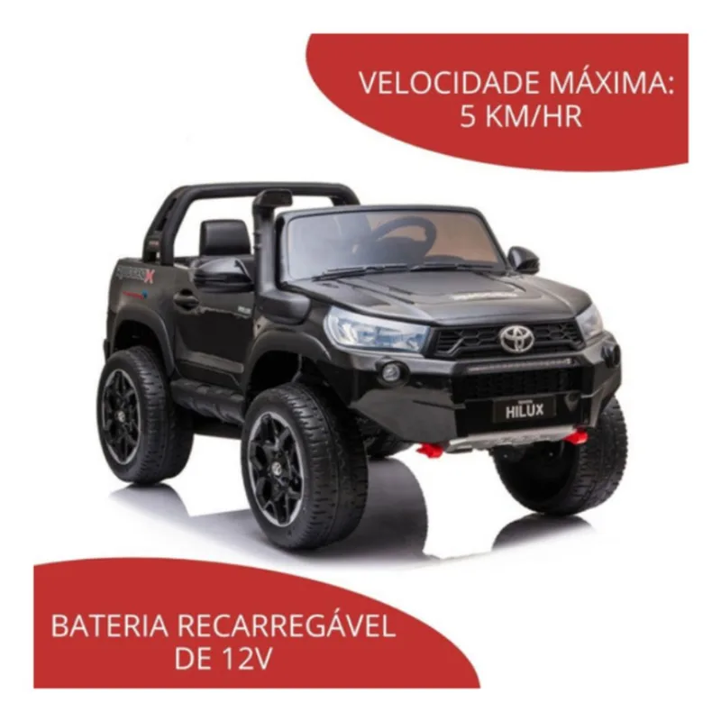 Mini Carro Elétrico Infantil Caminhonete Hilux Preto