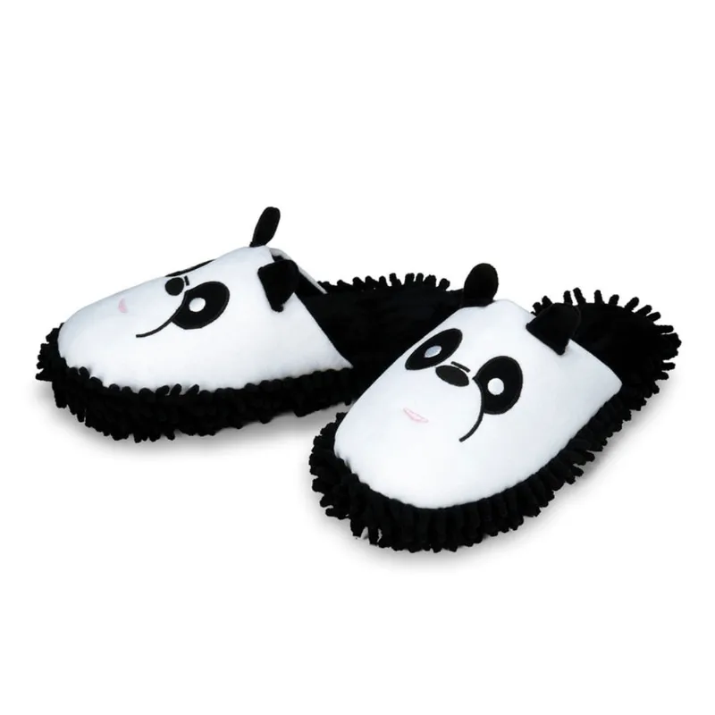 Chinelo Pantufa Panda Preto E Branco Com Solado De Borracha Adulto E Infantil Unissex 38/39