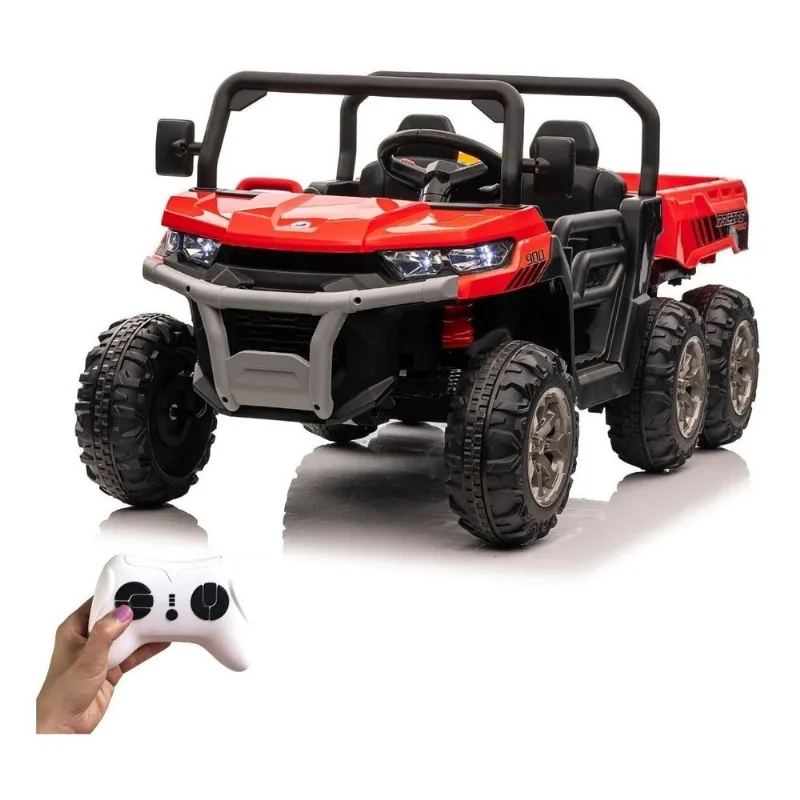TRATOR ELÉTRICO INFANTIL 12V COM CARRETA BW211 CONTROLE VERMELHO