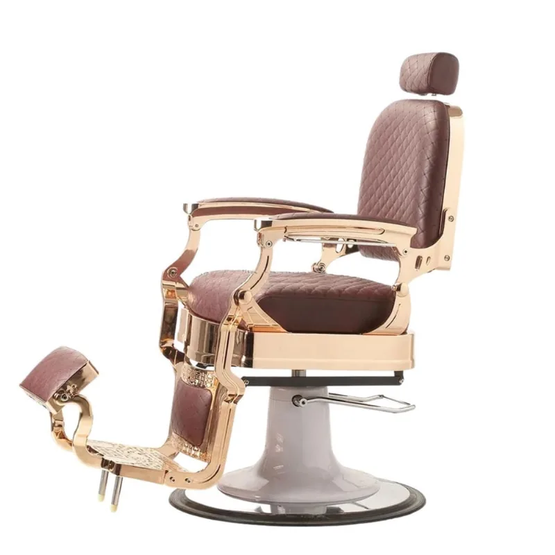 Cadeira Barbeiro Reclinável Base Redonda Marrom IWCBRBR004