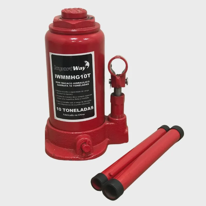Macaco Hidráulico Garrafa 10 Toneladas Elevação 38.5 cm Carro Importway Iwmmhg10t