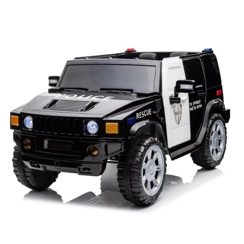 Mini Carrinho Elétrico Infantil Policia 12V Controle MP3/USB Preto Suporta 30kg BW236PT - Importway