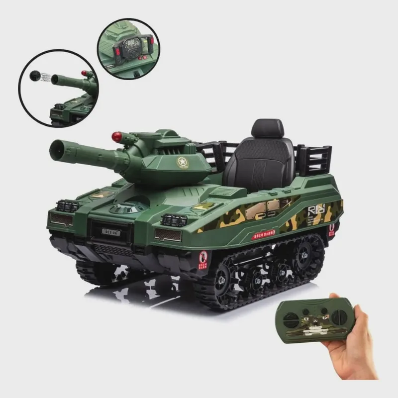 Mini Carro Elétrico Infantil Tanque Guerra 12V Munição Controle Musica Brinqway Bw-279