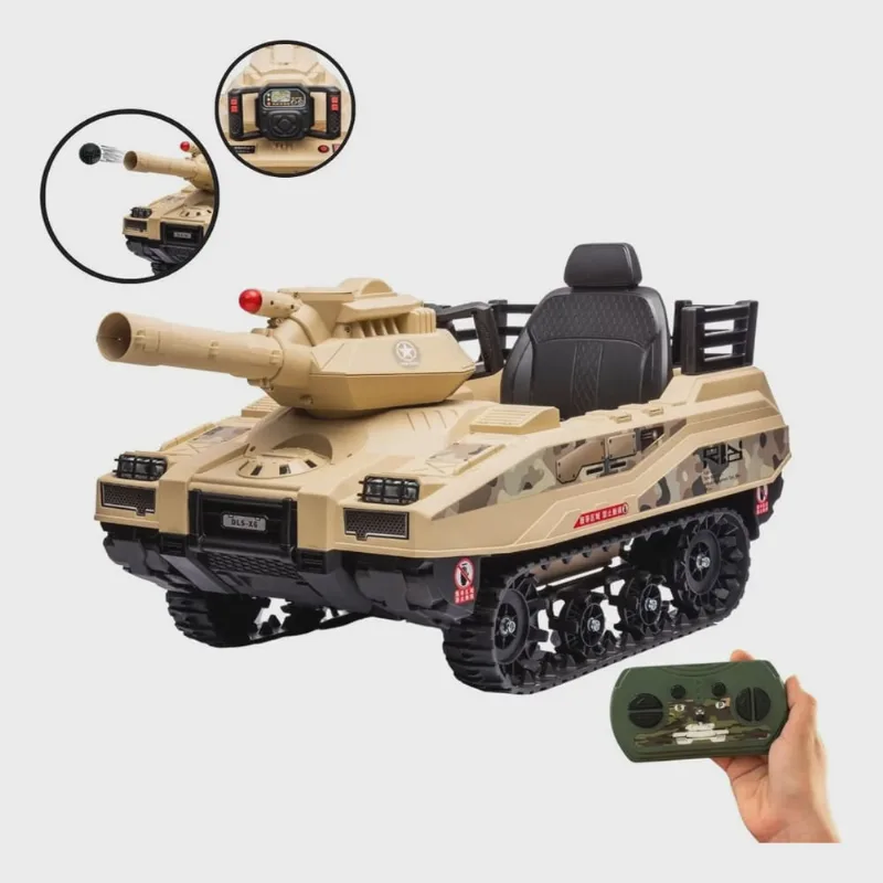 Mini Carro Elétrico Infantil Tanque Guerra 12V Munição Controle Musica Brinqway Bw-279