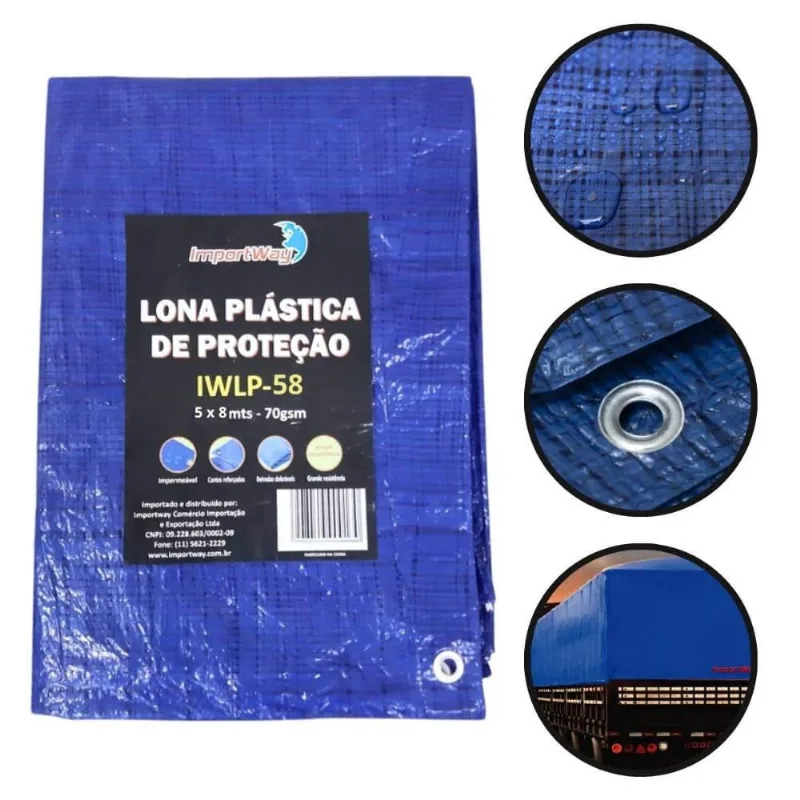 Lona Carreteiro 100 Micras Leve 5 x 8 Metros Azul IWLP58 importway