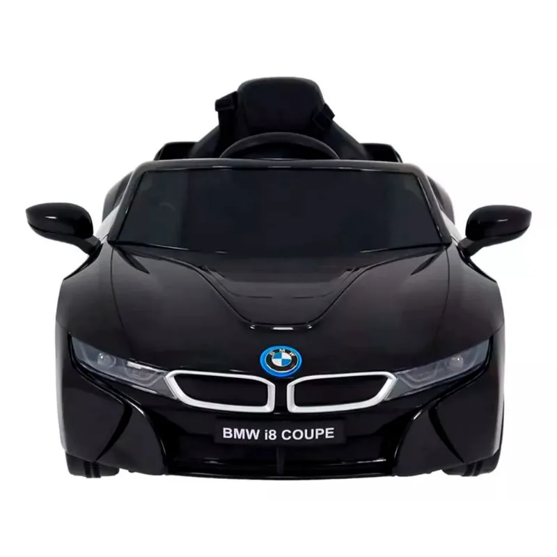 Carrinho Elétrico BMW I8 12v Preto Suporta 30kg Controle Remoto Velocidade Max 5km/h Luz Som Banco de Couro