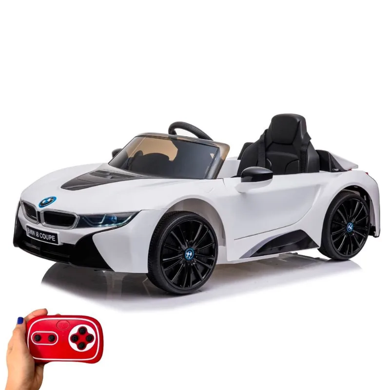 Mini Carrinho Elétrico BMW I8 12V Branco Luzes/Som Controle Suporta 30kg Inmetro BW293BR - Importway