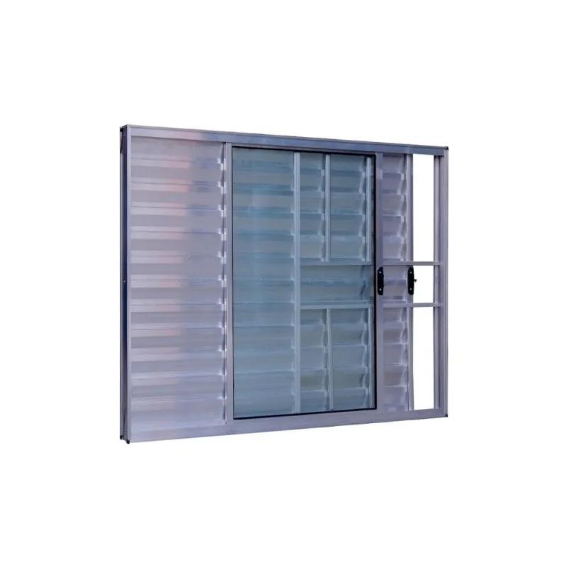 Veneziana Safira Brilhante 3 Folhas Com Grade 100x120 Esquadrifazio