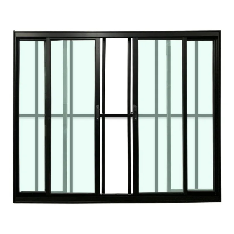 Janela Safira Preto 4 Folhas Com Grade 100x200 Esquadrifazio
