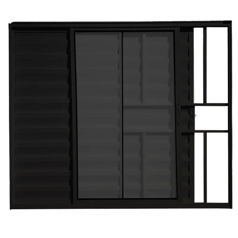Veneziana Safira Preto 3 Folhas Com Grade 100x100 Esquadrifazio