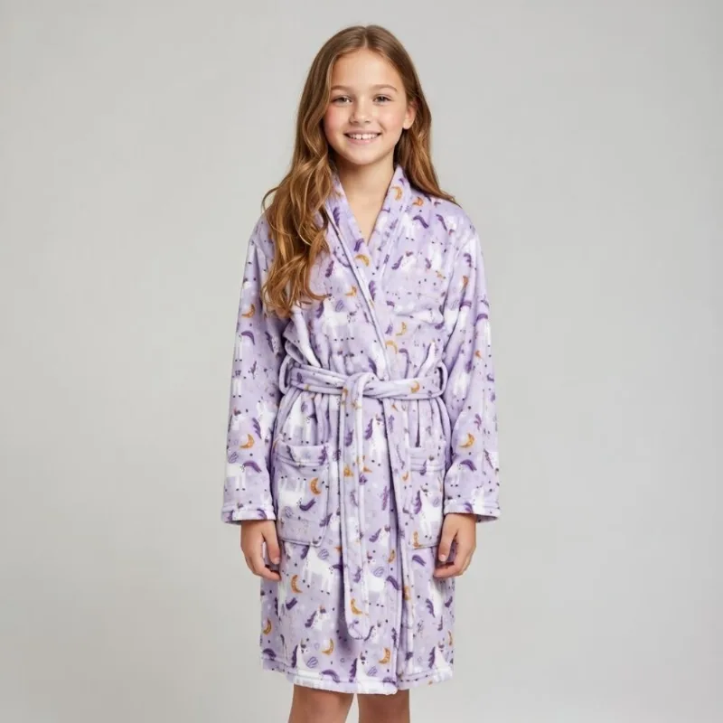 Roupão Infantil G Microfibra Lumini Havan Kids - Unicórnio Lilás