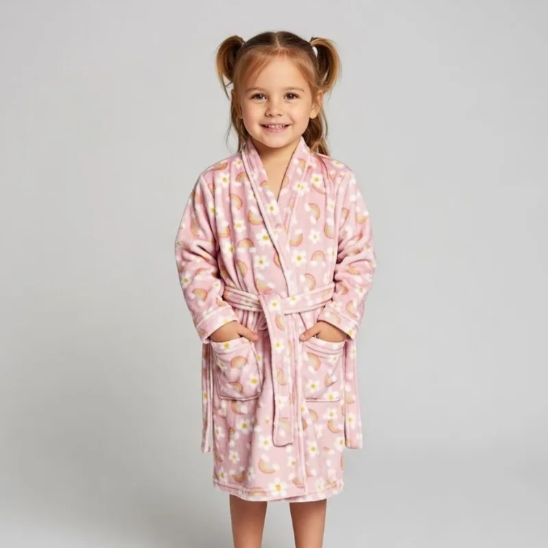 Roupão Infantil P Microfibra Lumini Havan Kids - Arco Íris Rosa