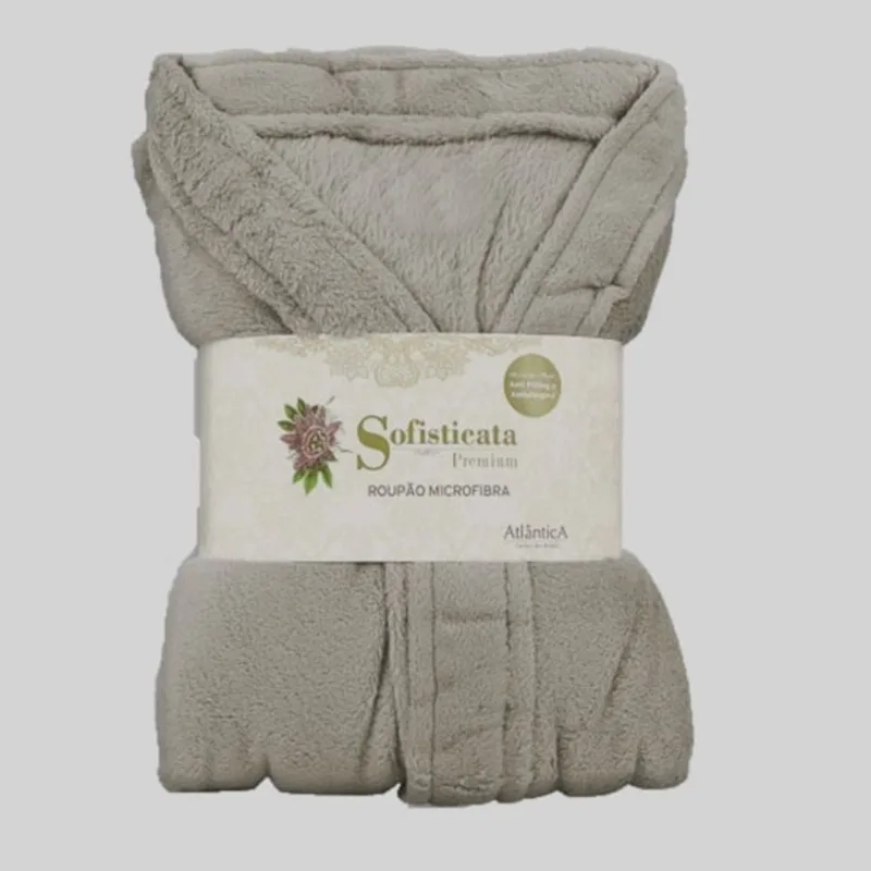 Roupão De Microfibra Sofisticata Premium Atlântica Névoa Tam G. - Atlântica