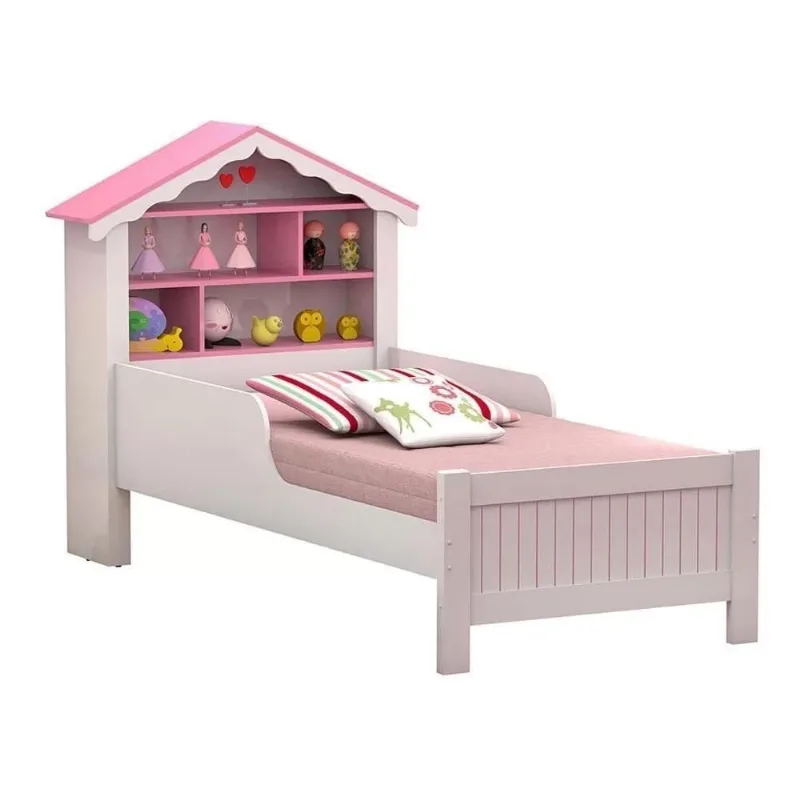 Cama Casa Menina Rosa Solteiro Com Colchão