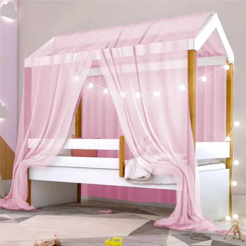 Cama Montessori Exclusiv Fio De Luz Colchão E Voal Rosa - OUTRAS - Colchões