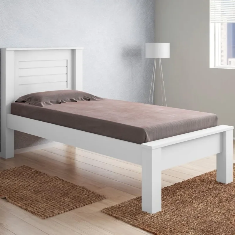 Cama Solteiro Roma Branco Com Colchão - OUTRAS - Colchões