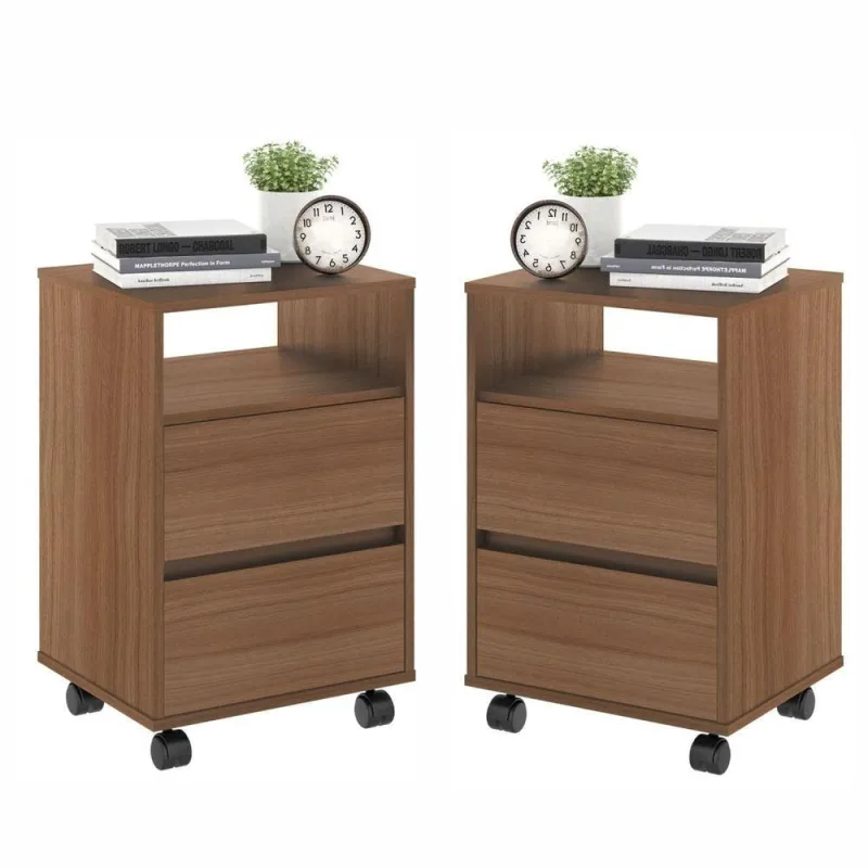Conjunto Mesa De Cabeceira Com Rodízios Nadi Montana - OUTRAS - Móveis
