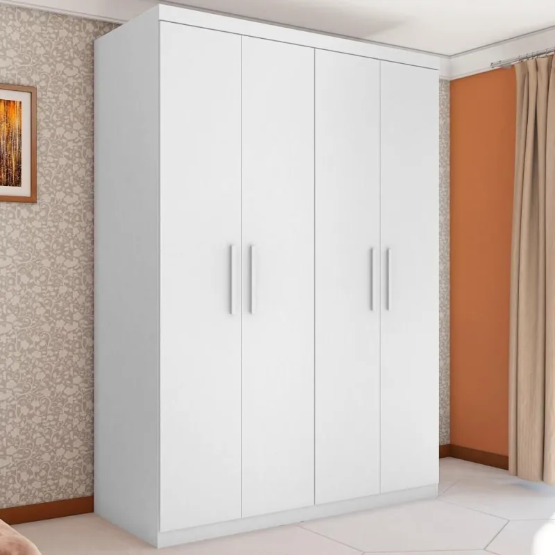 Guarda Roupa Casal Miami 4 Portas de Bater 3 Gavetas Branco MDP - OUTRAS