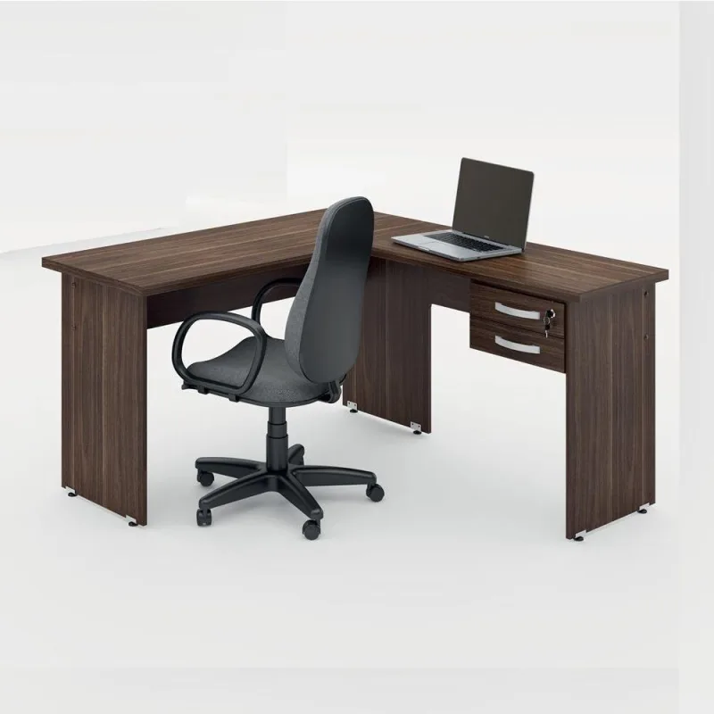 Mesa Em L Escritório Alfama Marrom - Não Informado - Móveis