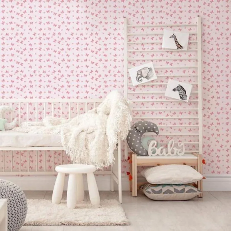 Papel De Parede Infantil Borboletas Rosas - Casah - Agro