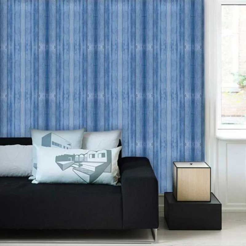 Papel De Parede Infantil Madeira Azul