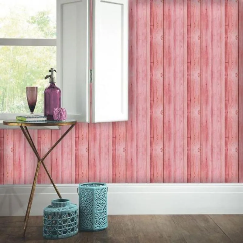 Papel De Parede Infantil Madeira Rosa