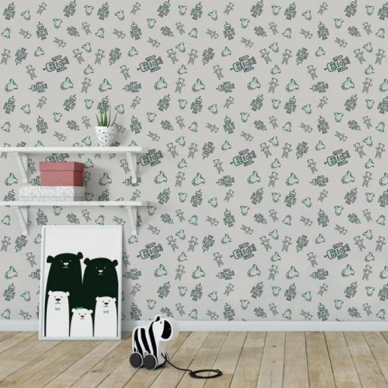 Papel De Parede Infantil Robô Ursinho Baby