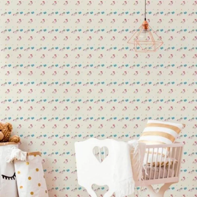 Papel De Parede Infantil Unicórnios Coloridos - Casah - Agro