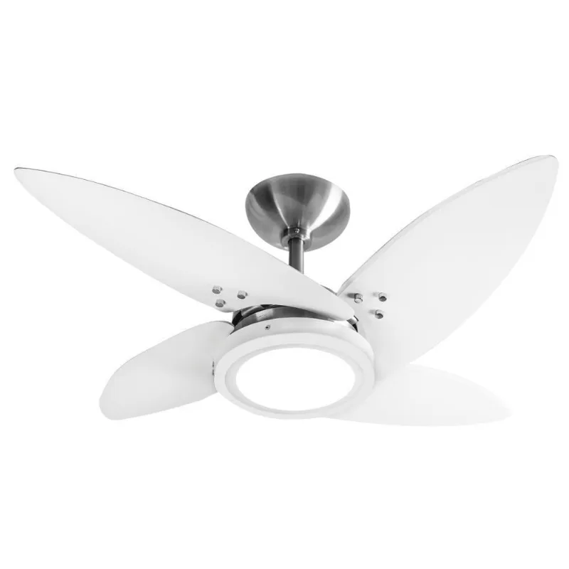 Ventilador Led Roma Alumínio Escovado 4 Pás Brancas 110v