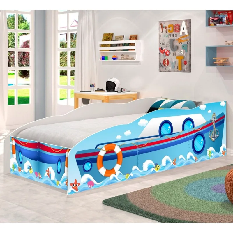 Cama Infantil Premium Kids Navio no Mar com Colchão