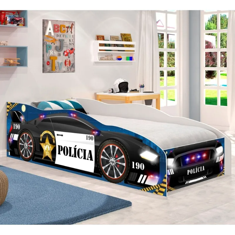Cama Infantil Premium Kids Carro Polícia Veloz com Colchão