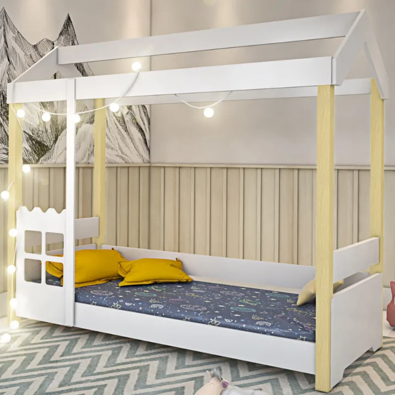Cama Joyce Solteiro Branco com LED