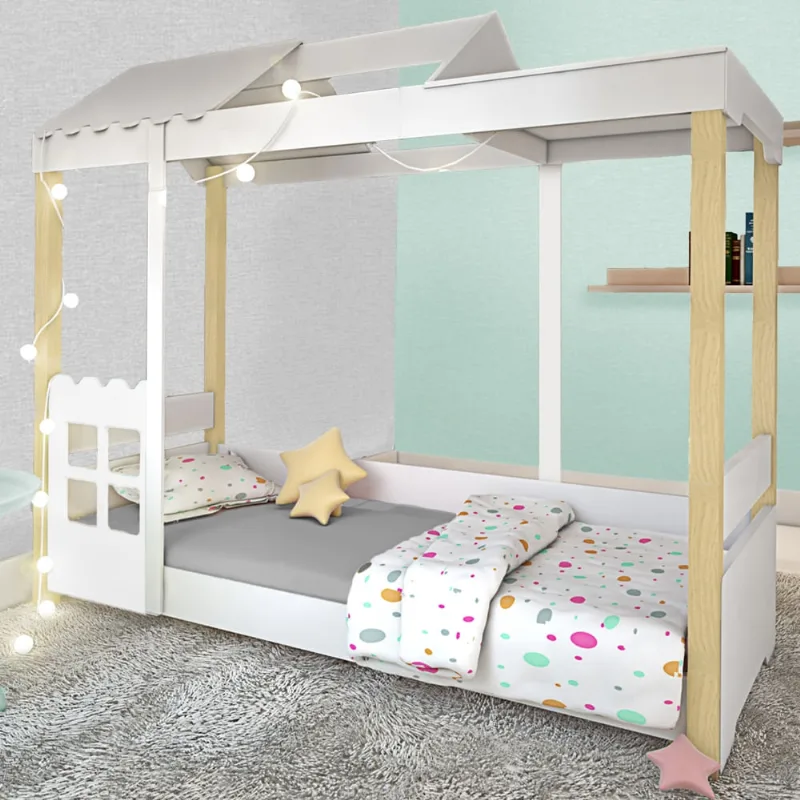 Cama Cassidy Solteiro Branco com LED