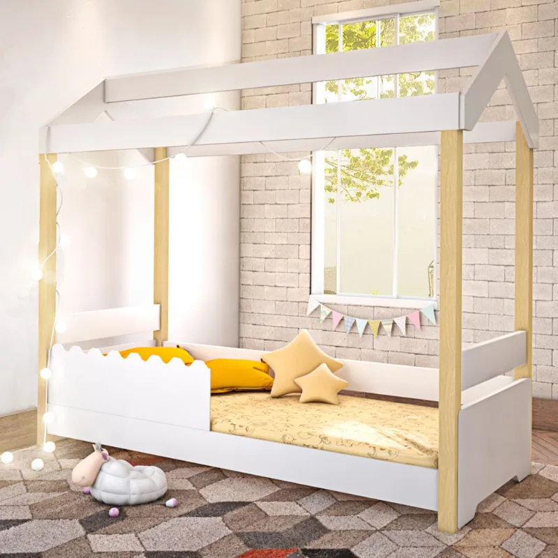Cama Jéssica Infantil Branco com Colchão e LED