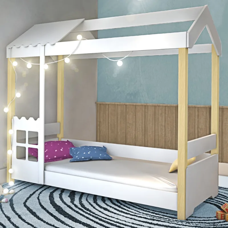 Cama Bianca Infantil Branco com Colchão e LED