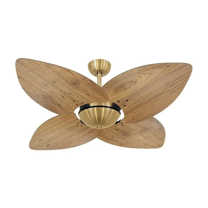 Ventilador De Teto Dormamu Dourado Office 4 Pás Rádica Freijó 127v