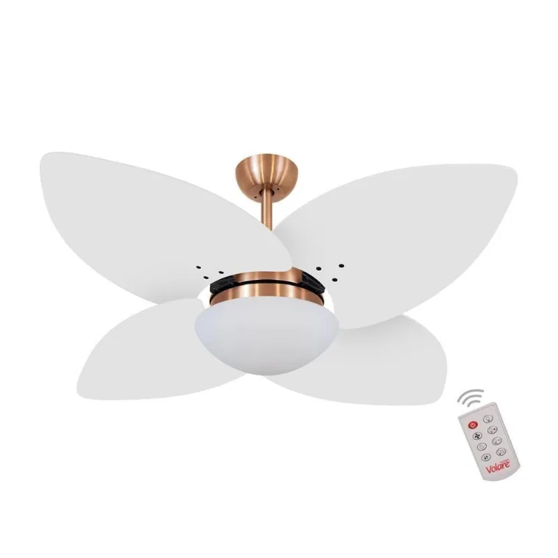Ventilador De Teto Dormamu Cobre 4 Pás Branco 110V Com Controle