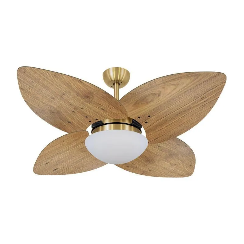 Ventilador De Teto Dormamu Dourado 4 Pás Rádica Freijó 110V