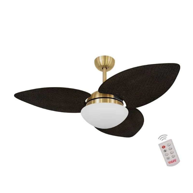 Ventilador De Teto Dormamu Dourado 3 Pás Palmae 110V Com Controle