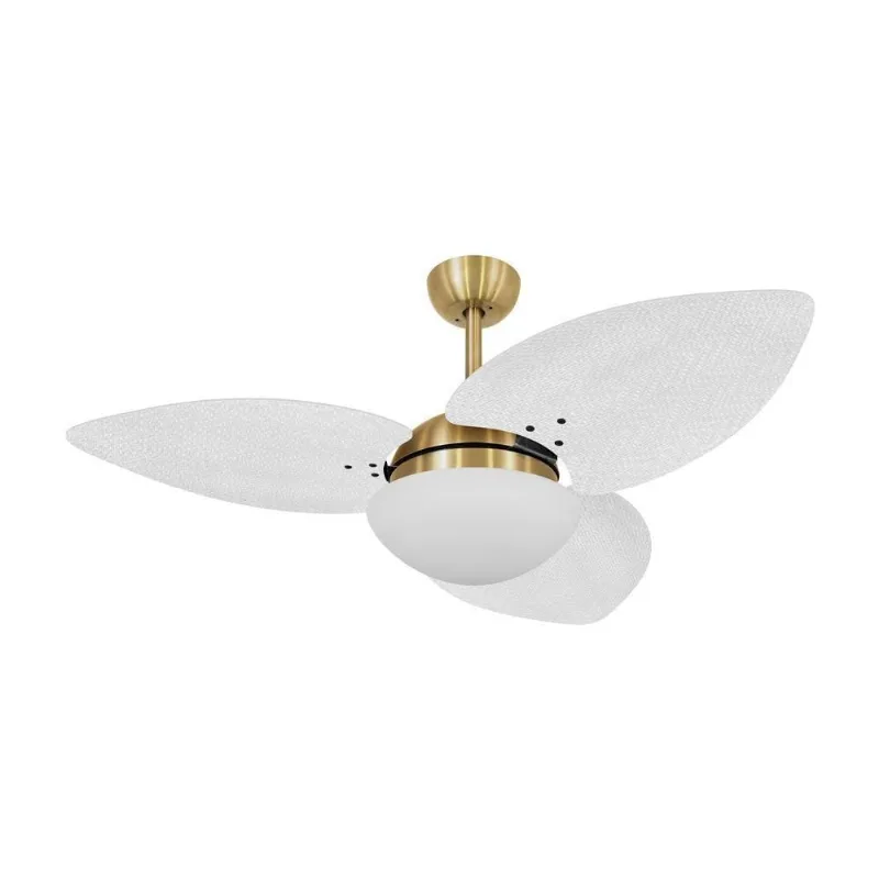 Ventilador De Teto Dormamu Dourado 3 Pás Palmae Branco 110V